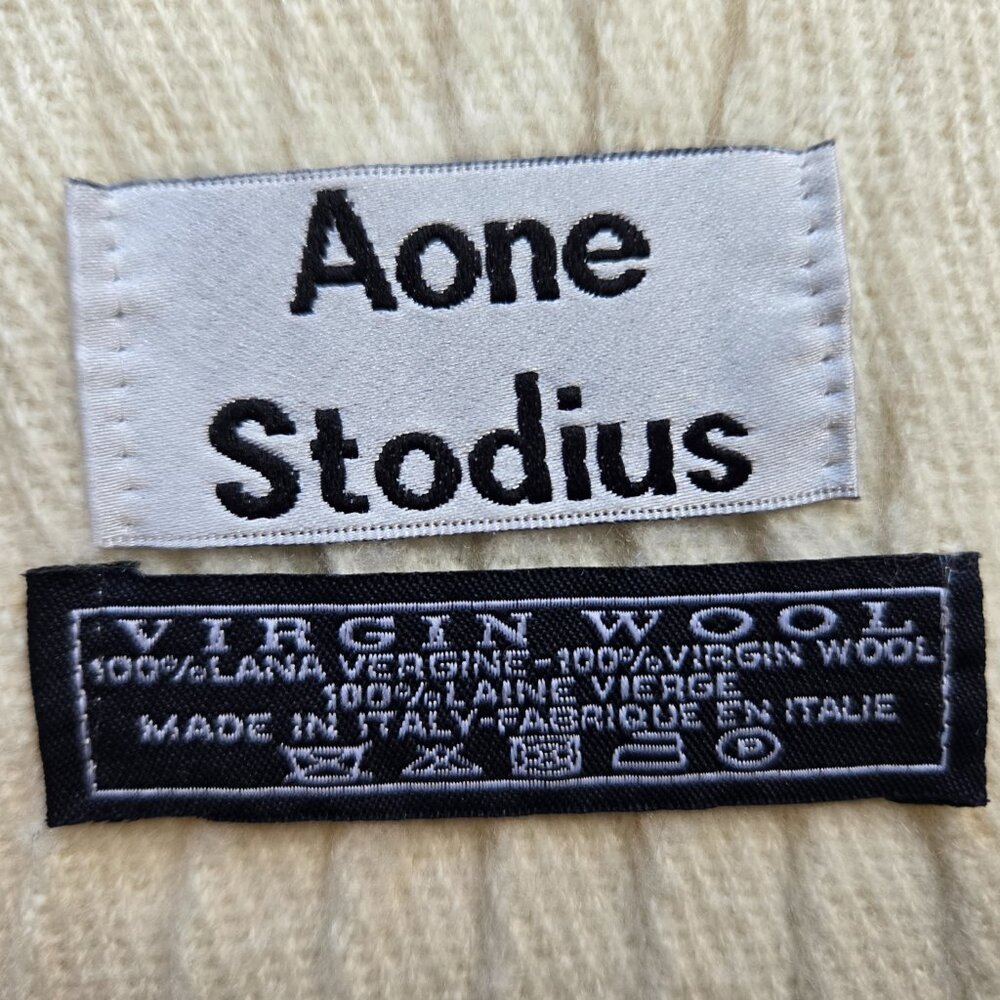 Aone Stodius 100% Wool Scarf Woven Ribbed Midweight Italy - Picture 3 of 11